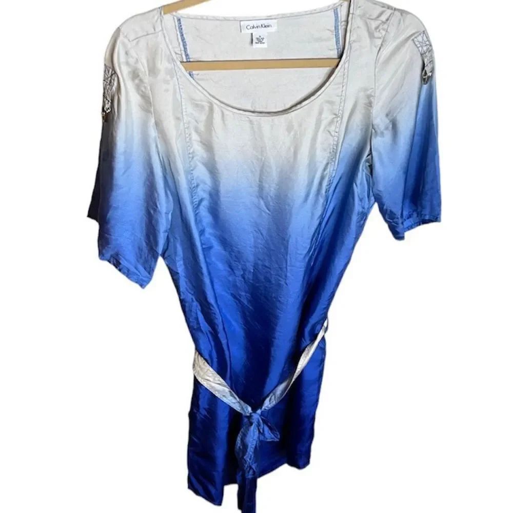 ❤️Calvin Klein Tie dye Dipped Silk Mini Dress Size Small